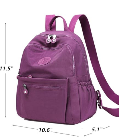 Backpack Purse for Women Ladies Nylon Bag Casual Daypack Travel Shopping Pack (A Style Purple) - color: A Style Purple