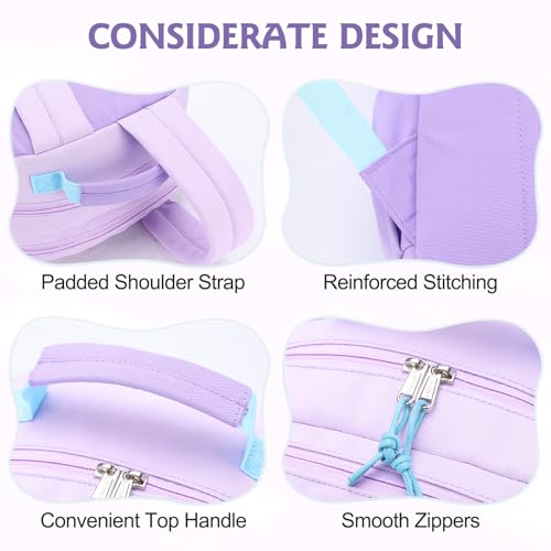 VASCHY School Backpack, Lightweight Classic Cute Aesthetic Bookbag Daypack for Teen Boys Girls Traveling/Gym/Middle School Lightweight Purple - color: Light Purple-l, size: Large-17in