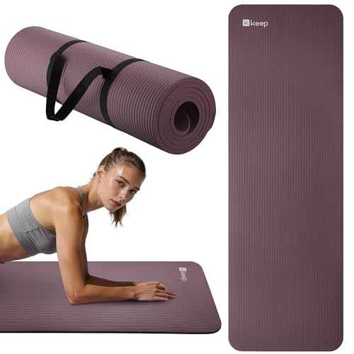 KEEP Extra Thick NBR Yoga Mat for Women & Men, 10mm Thick, 72”x24” Large Exercise Mat with Non-Slip Workout Mat for Yoga, Pilates, Stretching, Meditation – Wide & Cushioned Fitness Mat - color: purple