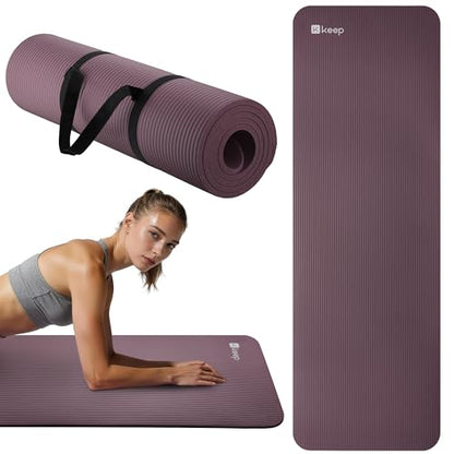 KEEP Extra Thick NBR Yoga Mat for Women & Men, 10mm Thick, 72”x24” Large Exercise Mat with Non-Slip Workout Mat for Yoga, Pilates, Stretching, Meditation – Wide & Cushioned Fitness Mat - color: purple