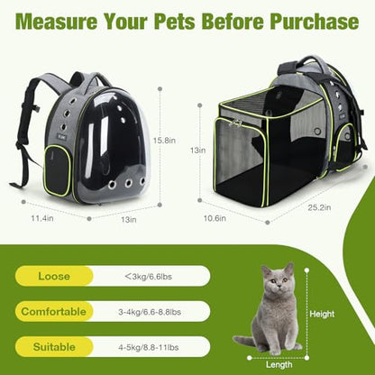 Lekereise Cat Bubble Backpack Carrier - Expandable Large Space Cat Backpack for Kitty Small Dog up to 18lbs, Transparent Pet Carrier for Travel, Hiking Gray - color: Gray