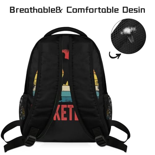 School Backpack Travel Bag for Women & Men - Basketball Lightweight Boys Girls Bookbag Daypack Fits 15.6 Inch Laptop for College Students, Middle High School, Teens
