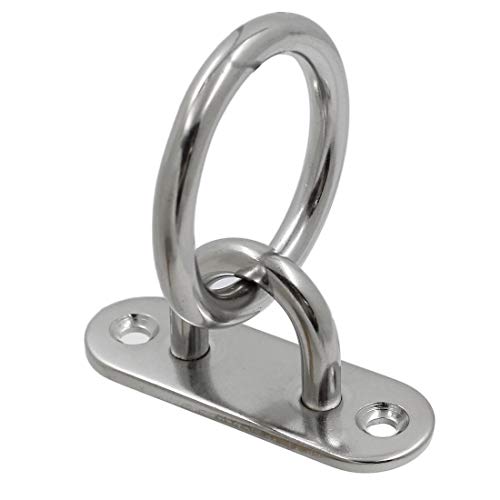 4Pcs M6 Ceiling Wall Mount Hook, Pad Eye Plate, Heavy Duty Anchor with Ring, 304 Stainless Steel, Great for Yoga Swings Hammocks/Boat Rigging/Marine Deck Hardware/Suspension Training Straps - size: M6 (Oval Pad Eye)