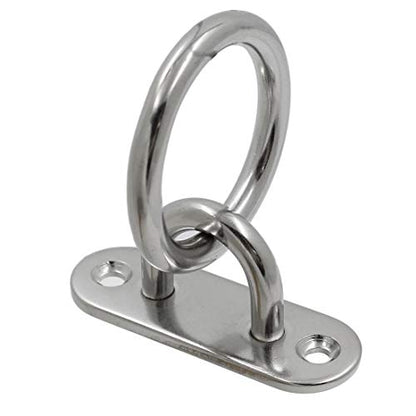 4Pcs M6 Ceiling Wall Mount Hook, Pad Eye Plate, Heavy Duty Anchor with Ring, 304 Stainless Steel, Great for Yoga Swings Hammocks/Boat Rigging/Marine Deck Hardware/Suspension Training Straps - size: M6 (Oval Pad Eye)