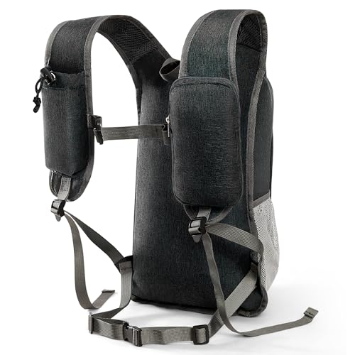 Small Hiking Backpack with Detachable Front Phone Holder, Foldable Packable Back pack with Chest and Waist Strap, Lightweight Daypack for Women Men (Black, 15L) - color: Black
