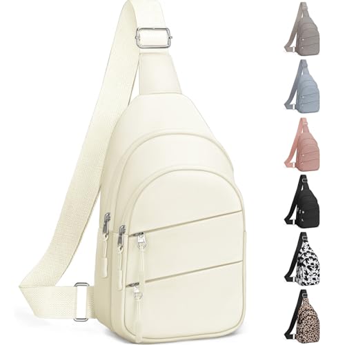 Tuwubi Crossbody Bags for Women, Sling Bag for Men, Small Hiking Backpack Anti Theft Lightweight for Outdoors Travel (M, Beige) - color: Beige, size: Medium