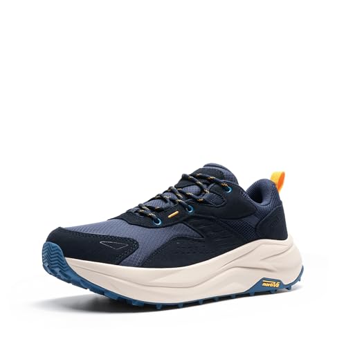 NORTIV 8 Men's Wide Toe Box Hiking Shoes Low Drop Waterproof Hiking Shoes for Walking Outdoor Trekking Camping Climbing Daily Fashion Sneakers - color: Navy, size: 7
