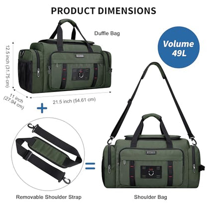 WITZMAN Duffle Bag for Men Large Overnight Carry On Weekender Bag with Shoe Compartment Sports Gym Duffle Bags for Traveling(B719 Army Green) - color: Army Green