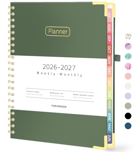 Forvencer Academic Planner 2026-2027, Hardcover Calendar Planner Weekly & Monthly, July 2026 - June 2027, 8.5" x 11", Daily Agenda with Tabs, College School Organizer for Student Teacher, Dark Green - color: Dark Green, size: 8.5"x11" (Jul 2026 - Jun 2027