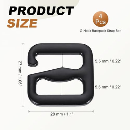 PATIKIL G-Hook Wave Buckles, Metal Adjustable Tri-Glide Slides Backpack Strap Belt Hooks - color: Black, size: 28 x 27 mm