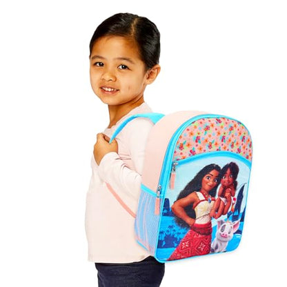 Moana Backpack Set for Girls – 16” Disney School Bag with Water Bottle, Stickers & Door Hanger – Moana School Supplies Bundle for Kids