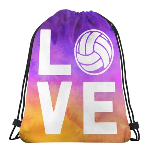 Love Volleyball Unisex Drawstring Backpack Bag Sport Gym Travel Swim Sackpack - color: Love Volleyball1