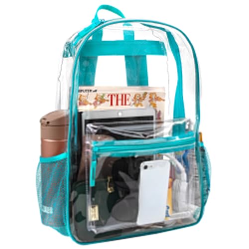 Trail maker Bulk Clear Backpacks Wholesale for School 24 Pack Clear Backpacks for Boys, Girls, School, Stadium, Travel - color: Turquoise Pack