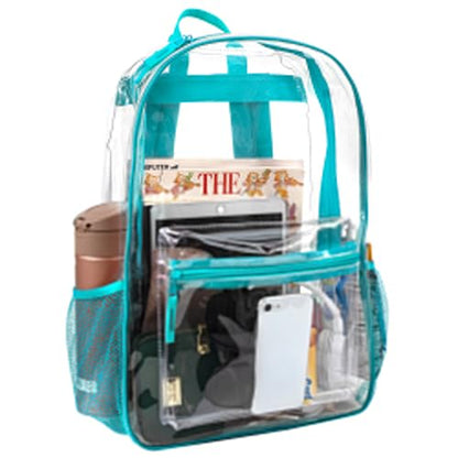 Trail maker Bulk Clear Backpacks Wholesale for School 24 Pack Clear Backpacks for Boys, Girls, School, Stadium, Travel - color: Turquoise Pack
