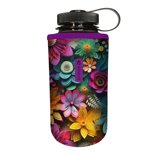 Water Bottle Sleeve, Neoprene Insulated Sleeve, Fits 32-40 Oz. Water Bottle, Washable and Reusable, XL Size, Wallflowers - color: Wallflowers, size: XL 32-40oz