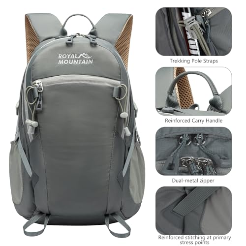 Hiking Backpack for Men Women,20L Lightweight Waterproof Travel Camping Backpack Hiking Daypack for Cycling Running(With Rain-cover) - color: Gray