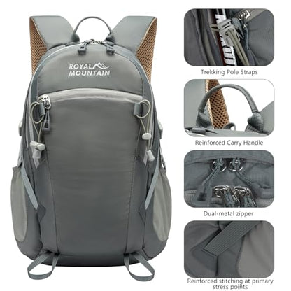 Hiking Backpack for Men Women,20L Lightweight Waterproof Travel Camping Backpack Hiking Daypack for Cycling Running(With Rain-cover) - color: Gray