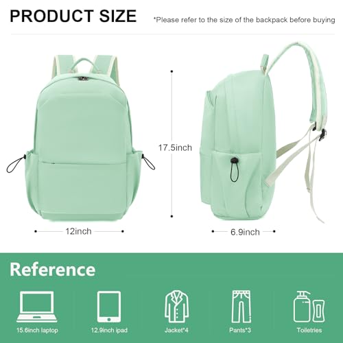 YGR Laptop Backpack for Women and Men, Waterproof Lightweight Travel Daily Rucksack Casual 15.6 inches Computer Bags for College, Green - color: Green