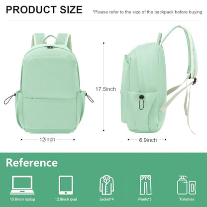 YGR Laptop Backpack for Women and Men, Waterproof Lightweight Travel Daily Rucksack Casual 15.6 inches Computer Bags for College, Green - color: Green