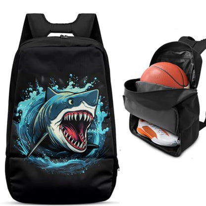 Basketball Backpack With Separate Ball Compartment And Shoes Fit Basketball Volleyball Football - color: Shark