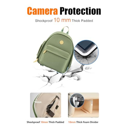 Cwatcun Midi Camera Backpack for Women, Compact DSLR Bag with Tripod Strap - color: Green, size: 1.0 Medium