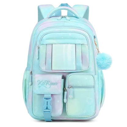 Lanola Girls Backpack, Kawaii Cute Kids Backpack for Teen Students Lightweight Water Resistant BookBag for Elementary Primary School - Blue - color: Blue