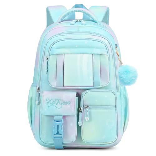 Lanola Girls Backpack, Kawaii Cute Kids Backpack for Teen Students Lightweight Water Resistant BookBag for Elementary Primary School - Blue - color: Blue