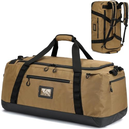 TUGUAN 100L Extra Large Travel Duffle Bag Backpack for Men, 3 in 1 Sports Duffel Bags W/Adjustable Shoulder Strap & Dividers Gym Equipment/Gear Weekend Overnight Bag for Trip Camping Hiking, XL Brown - color: Brown