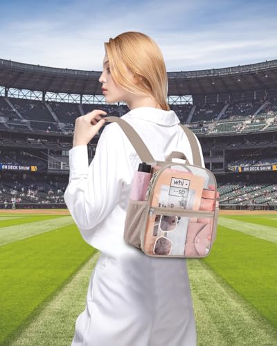 Clear Backpack for Stadium Events, 12x12x6 Small Clear Plastic bag with Reinforced Straps for Game Security Festival Concert - color: Khaki