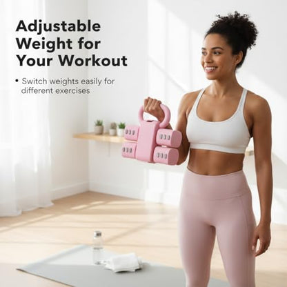 Adjustable Dumbbell Set of 2, 4 in 1 Free Weights for Women with Fast Adjustment, Home Gym & Outdoor Exercise Training, Includes 2.2lb 3.3lb 4.4lb 5.5lb Hand Weights, Compatible with Kettlebells - color: Green