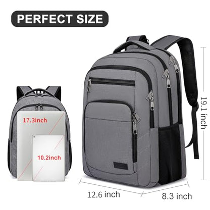 Laptop Backpack, 17.3 Inch Large School Backpacks, Anti Theft Water Resistant Personal Item Bag, College Computer Bag Daypack Gift for Men Women, Grey - color: Grey, size: 17.3 Inch