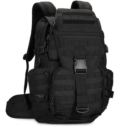 50L Military Tactical Backpack Hiking Waterproof Backpack Large Military Pack 3 Day Assault Pack Molle Bag Rucksack - color: Black