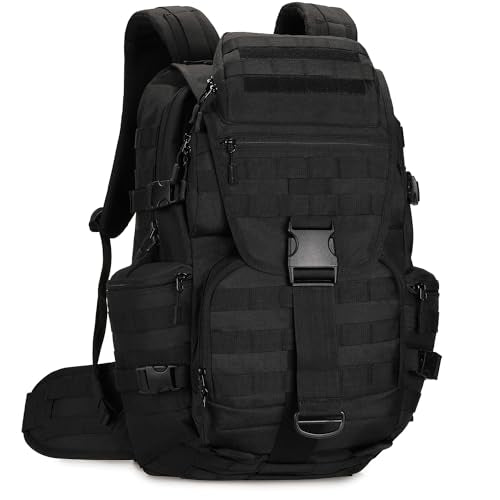50L Military Tactical Backpack Hiking Waterproof Backpack Large Military Pack 3 Day Assault Pack Molle Bag Rucksack - color: Black