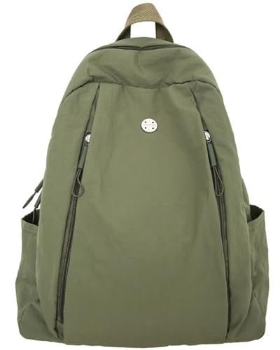 Nylon Backpack for Women Men, Waterproof Travel Backpack Purse Casual Daypack, Gym School Backpack for Daily Cycling (Green) - color: Green