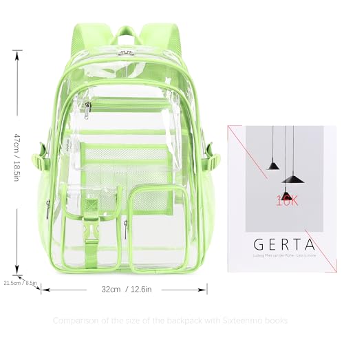 abshoo Large Clear Backpack For Girls Women School Bookbag Heavy Duty Transparent Backpack (Green) - color: Green
