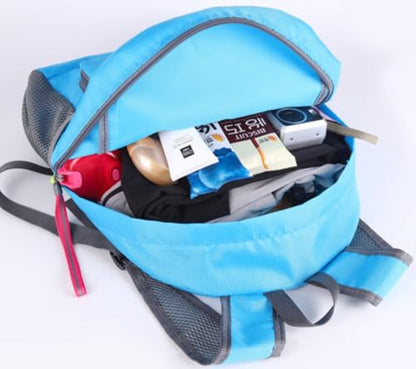 1 Pack Foldable Lightweight Blue Backpack, Unisex Water Resistant Daypack, Durable Large Capacity Rucksack for Hiking Camping Travel Outdoor Use - color: Blue