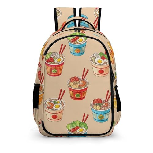 Sturdy Laptop Backpack Noodle Ramen, Anti Theft Water Resistant Travel Business Bag with Water Bottle Pockets Gifts for Men Women - color: Pattern (355)