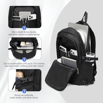Kono Travel Laptop Backpack with USB Charging Port, Business Anti Theft Slim Sturdy Personal Item Bag, Water Resistant College Computer Daypack for Men & Women Fits 15.6 Inch Notebook, Black - color: Black