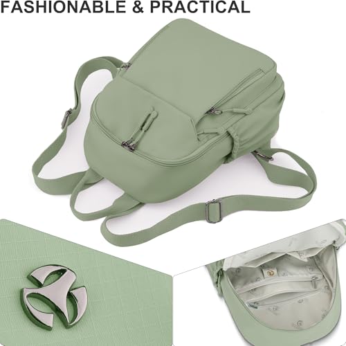 Pealwel Mini Nylon Women Backpacks,Small Ladies backpacks Lightweight Shoulder Satchel Bag Tote Handbag Casual Travel Daypack (Light Green(A)) - color: Light Green(a)
