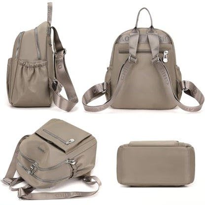 Mini Backpack Purse for Women Lightweight Nylon Casual Bag Small Daypacks for Work Travel (D Beige) - color: D Beige