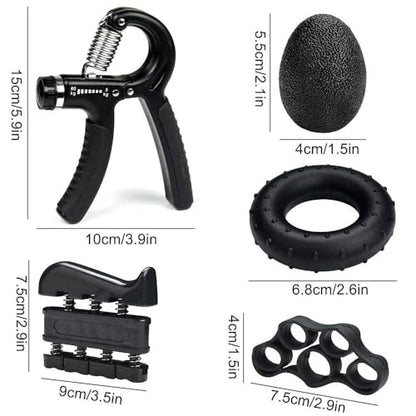Adjustable Grip Trainer Set Hand Trainer Grip Ring Finger Trainer Combination Fitness Equipment - color: Black