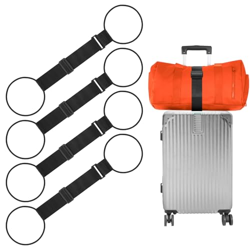 BILIONE Add a Bag Luggage Straps 4 Pack, Adjustable Bungee Elastic Belt to Connect Two Suitcases, Secure Carry On & Travel Essentials (Black) - color: Black, size: 4 Pack