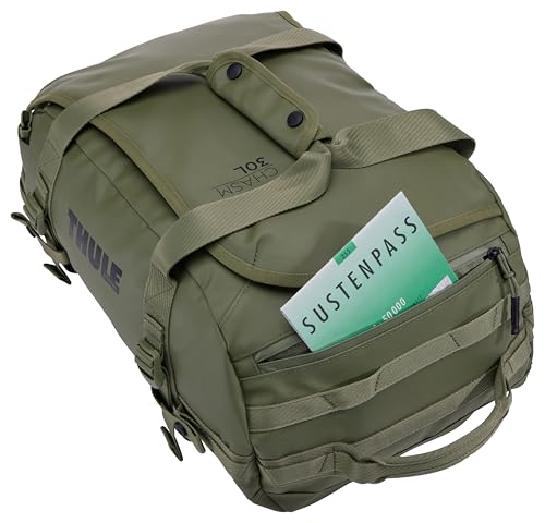 Thule Chasm Duffel bag, Weather-resistant materials, Easy packing, Converts to backpack, Internal pockets, Travel-ready - color: OLIVINE, size: 30L
