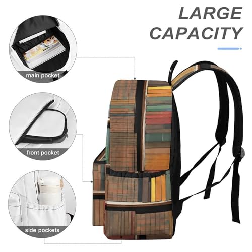 Supdreamc Daypack Bookbag Multipurpose Anti-Theft Big Capacity Carry On Bag, Books Bookshelf Art Travel Hiking Camping Rucksack With Padded Straps - color: Pattern 585
