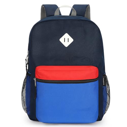 STEAMEDBUN Kids Backpack for Boys 5-9,Boys Backpack for Elementary School Bag - color: Dark-blue&red, size: Medium - 17"H