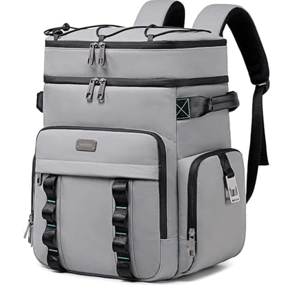 Weitars Insulated Cooler Backpack,Double Deck Waterproof Soft Cooler Bag,Backpack Coolers Leak Proof Lunch Backpack for Men Women for Travel,Camping,Picnic,Beach,Picnic,Outdoor 31L/52 Can - color: Gray