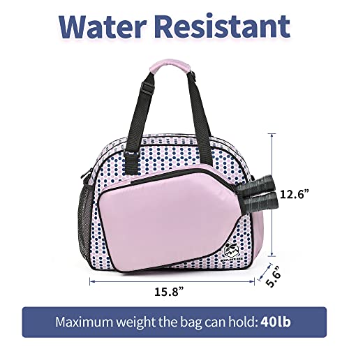 Boulder Bee Pickleball Bags, Premium Pickleball Tote Bag for Girls, Women’s Hand/Shoulder Gym Bag w Water Bottle Holder, with Pickleball Racquet/Paddle Holder - color: Pink Done