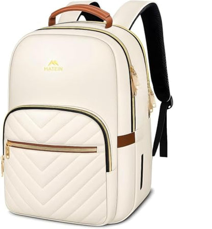 MATEIN Lightweight School Backpack for Women, 15.6 Inch Laptop Backpack - color: Beige, size: 15.6inch