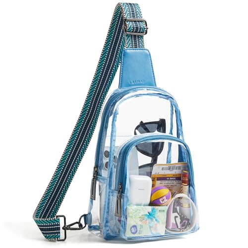LATMAP Clear Bag for Stadium Events, Clear Purse for Women Stadium Crossbody Bag, Transparent Bag for Concerts Sports - color: Regular Size-Blue
