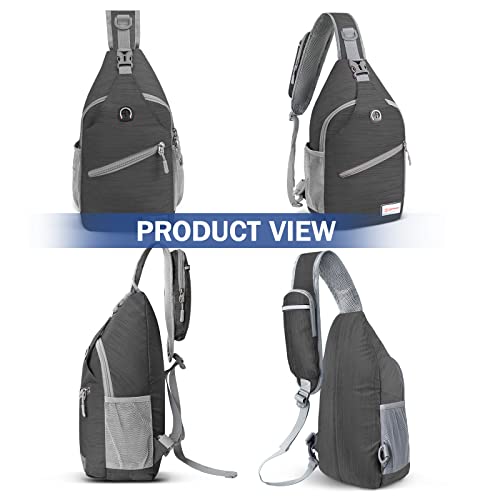 ZOMAKE Sling Bag,Small Crossbody Sling Backpack,Water Resistant Shoulder Daypack for Travel,Anti Thief Chest Bag for Hiking(Black(Stripe)) - color: Black(stripe)